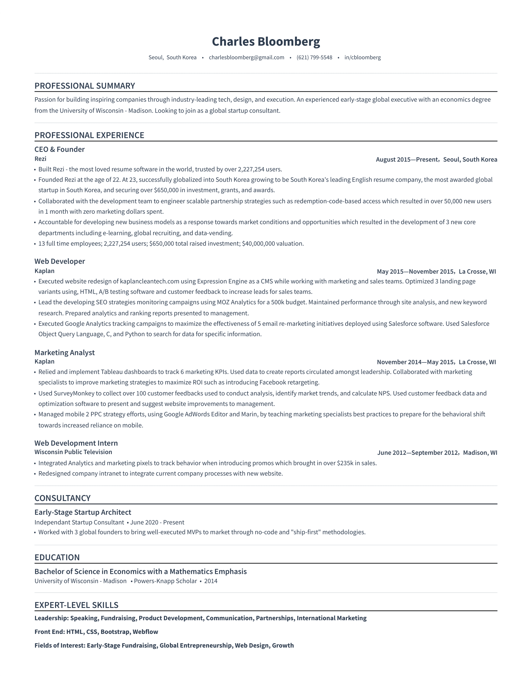 Simple & Clean resume format preview