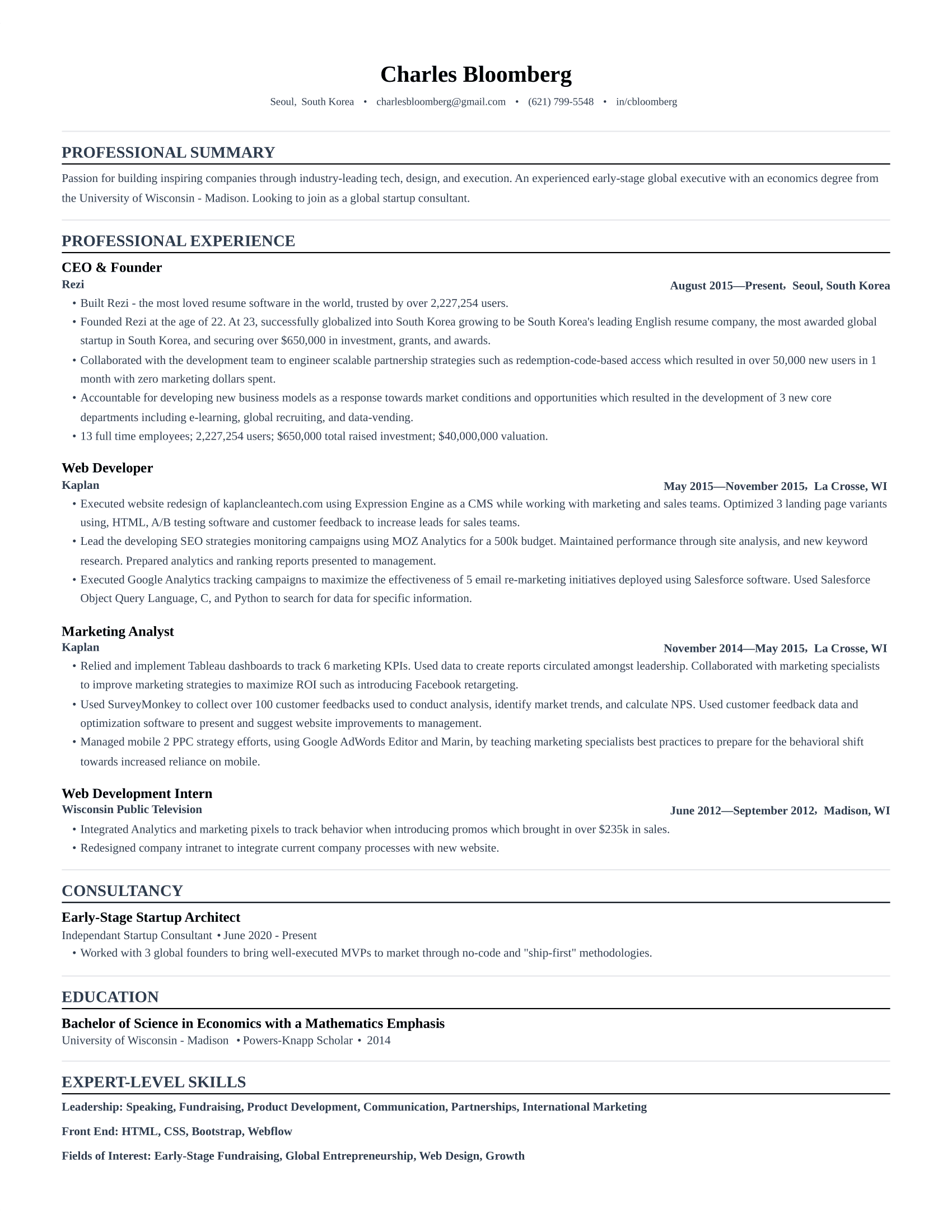 Basic Reliable resume format preview