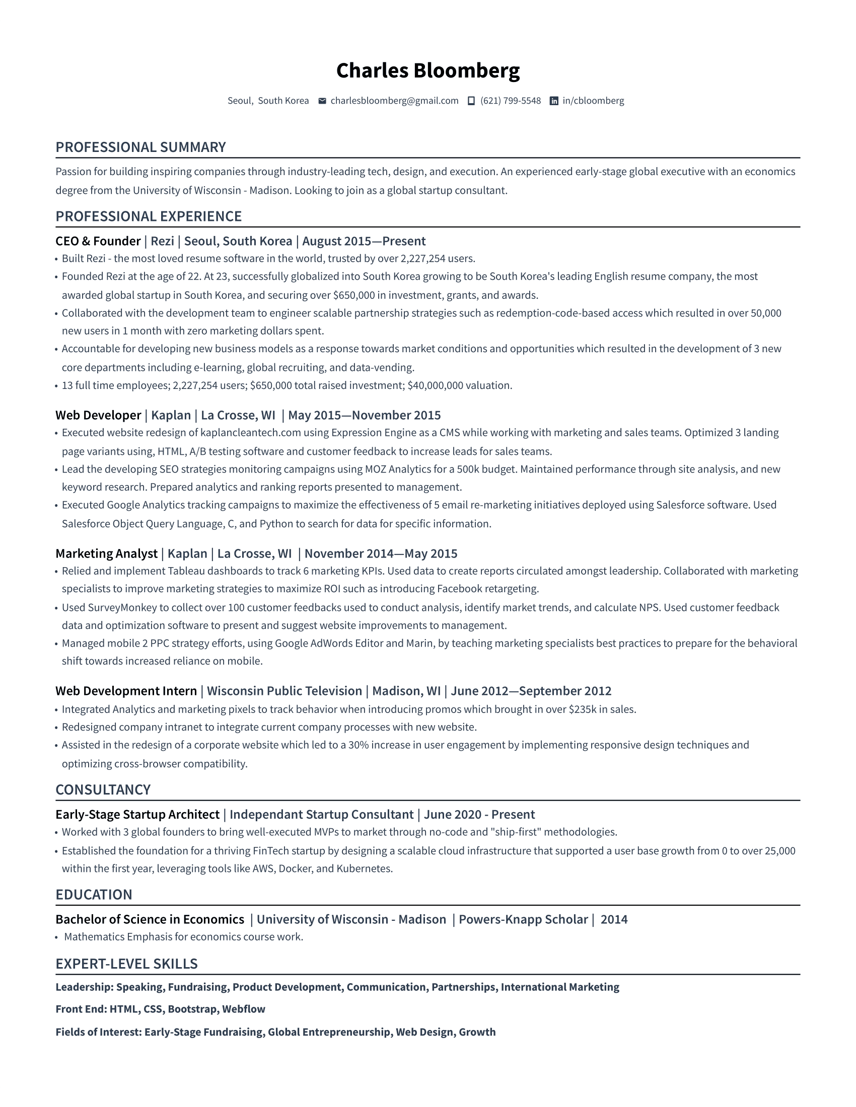 Maximum Density resume format preview