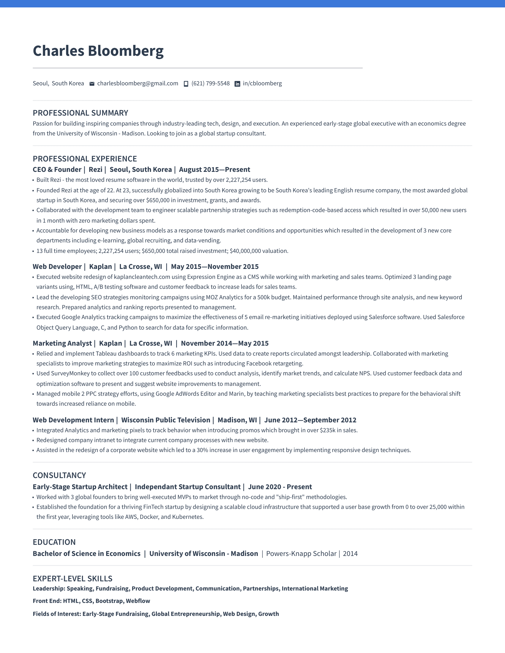 Bold Statement resume format preview