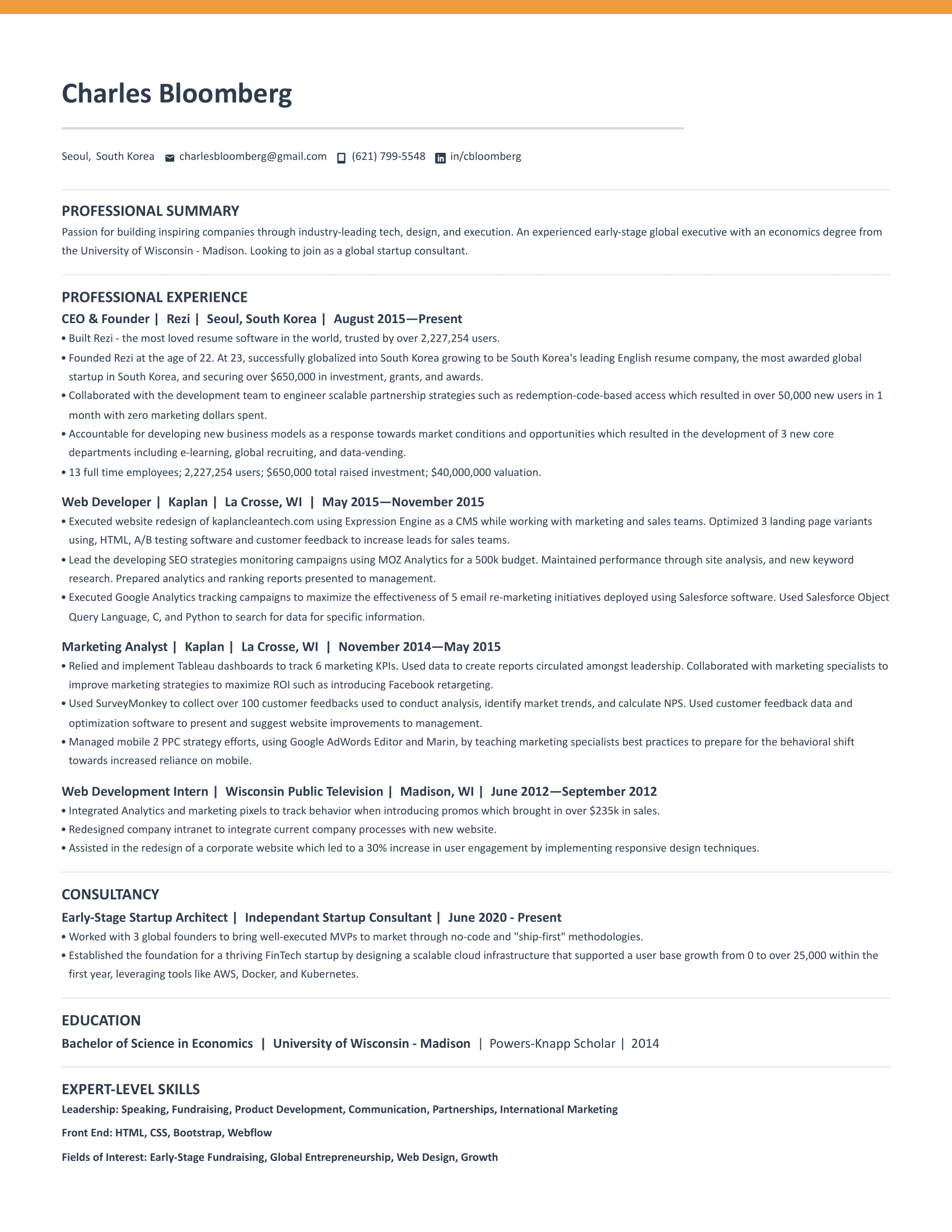 Bright & Creative resume format preview