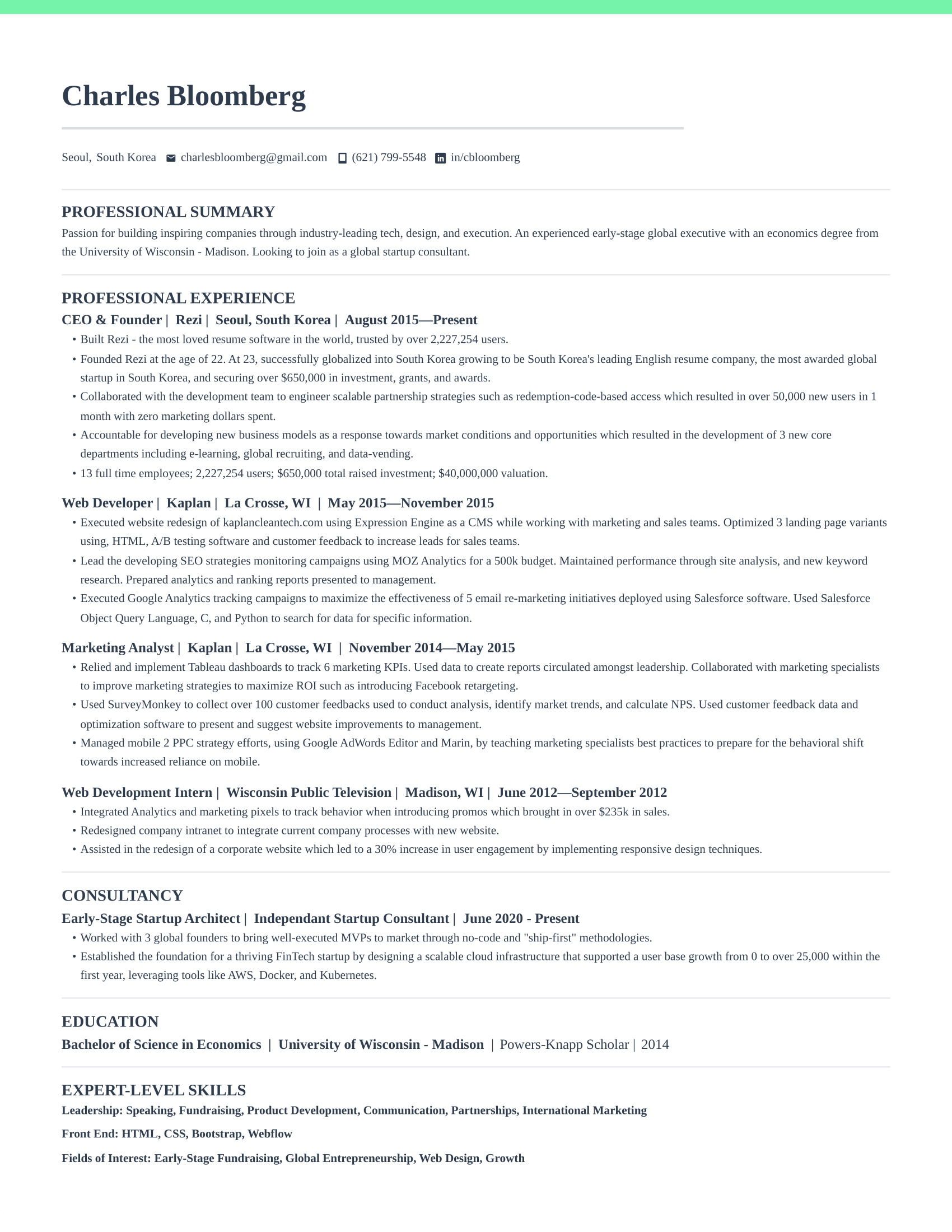 Vibrant Energy resume format preview