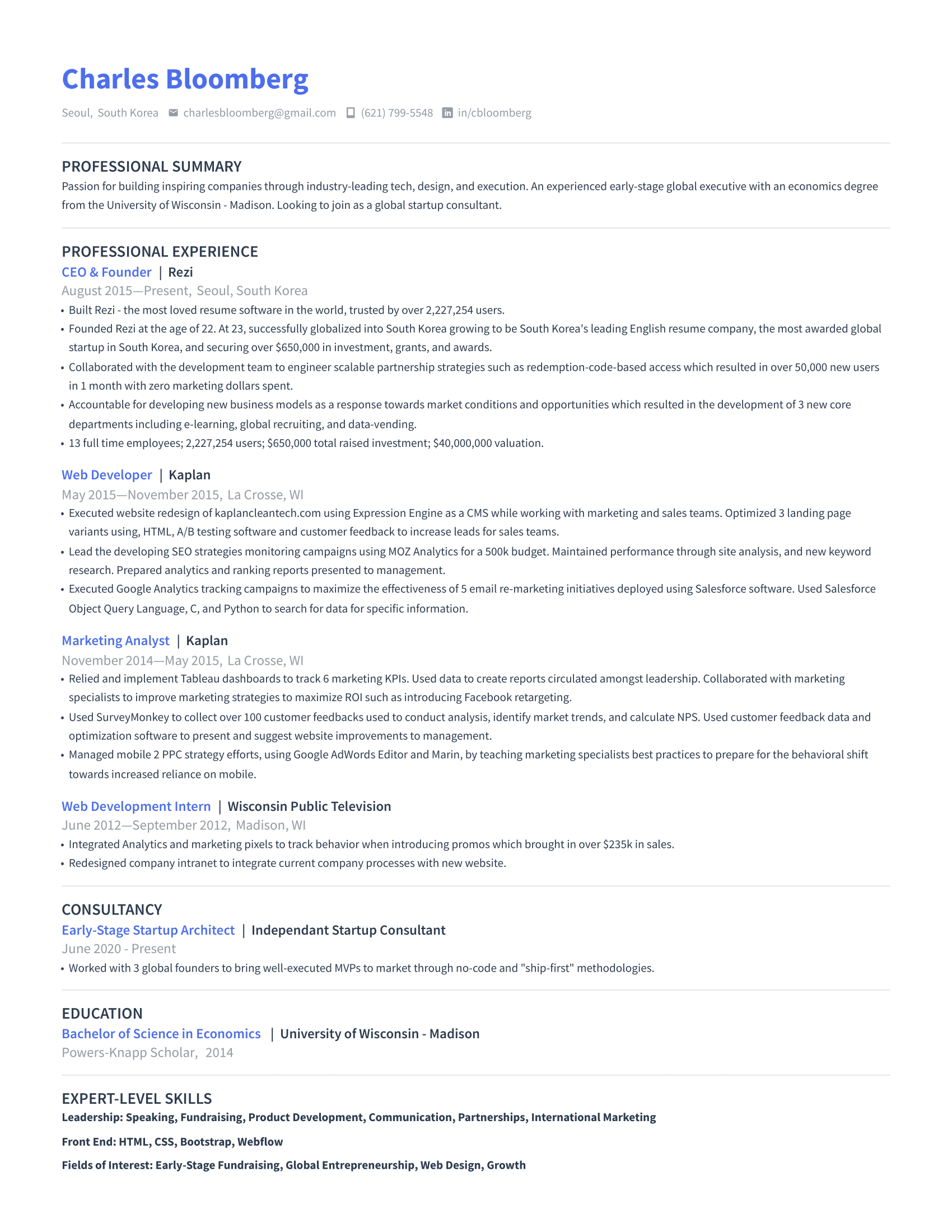 Modern Edge resume format preview