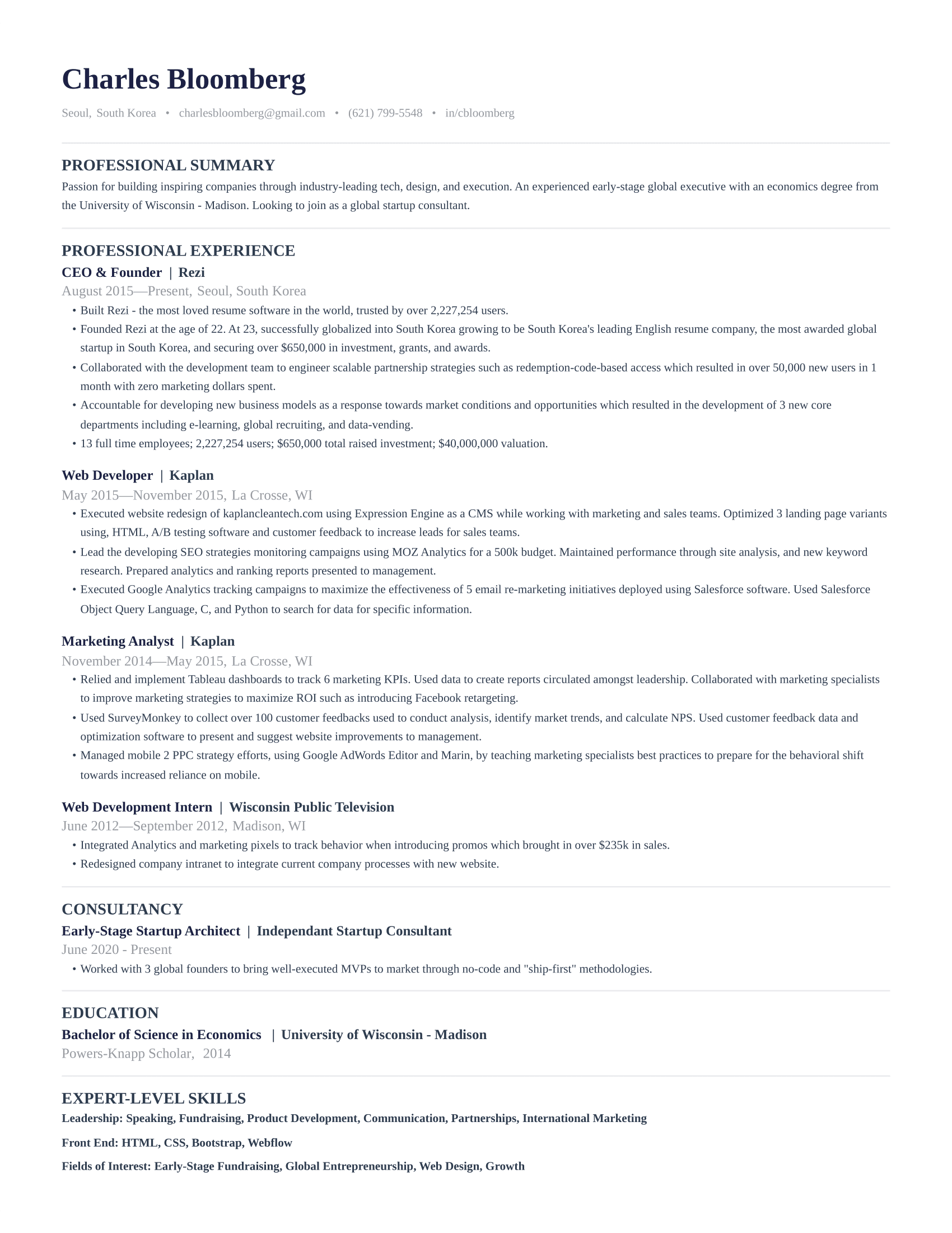 Neat & Organized resume format preview